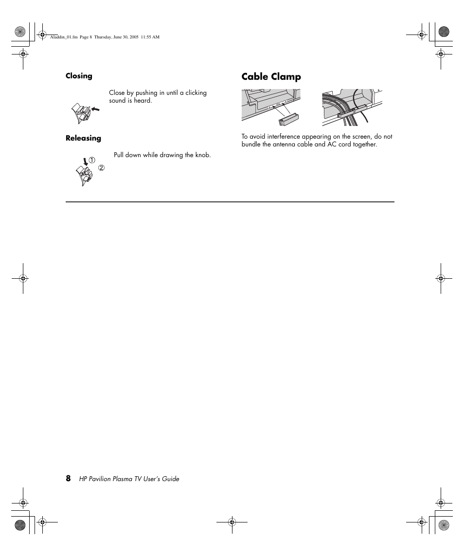 Cable clamp | HP Pavilion PE4200N User Manual | Page 16 / 242