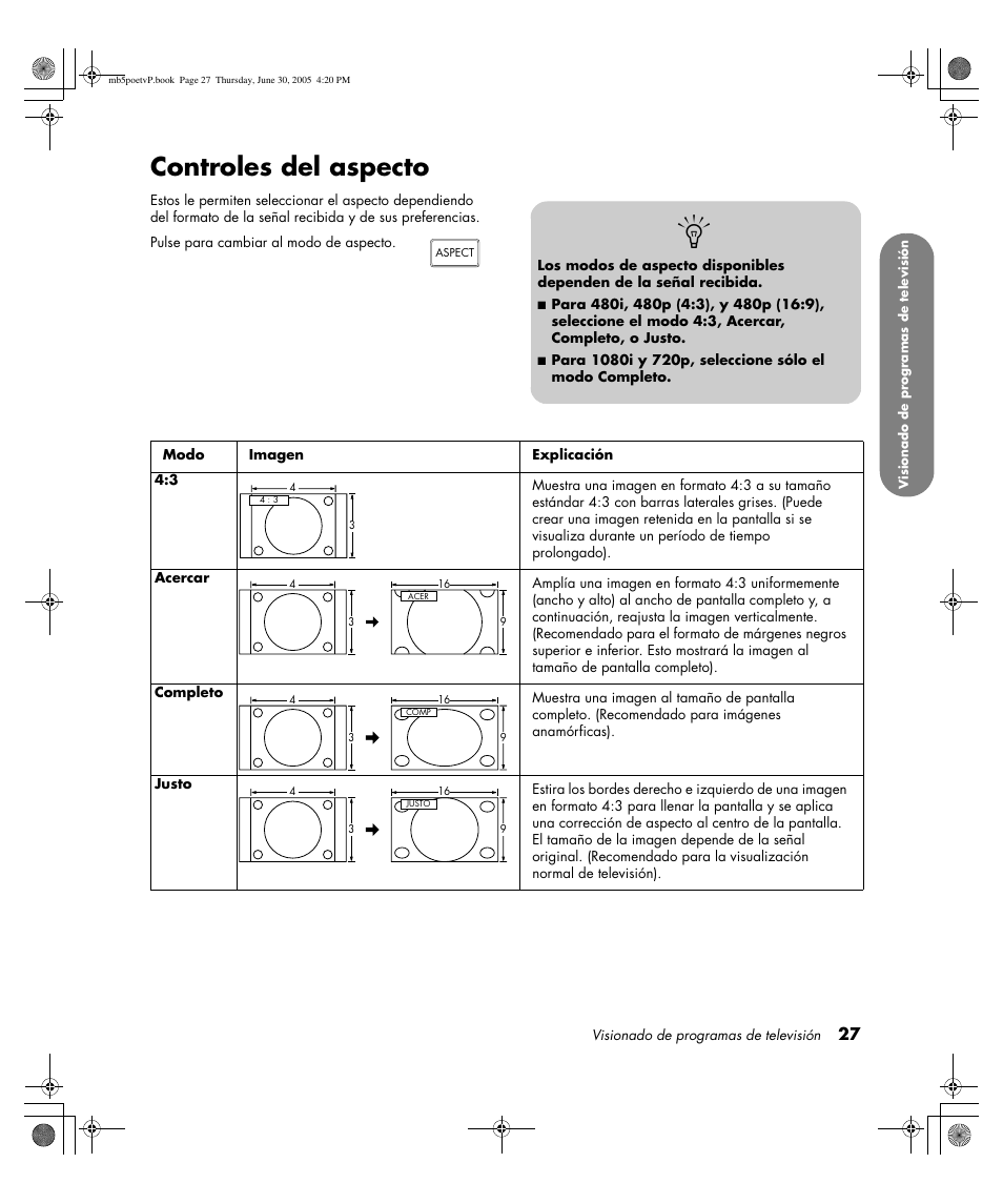 Controles del aspecto | HP Pavilion PE4200N User Manual | Page 197 / 242