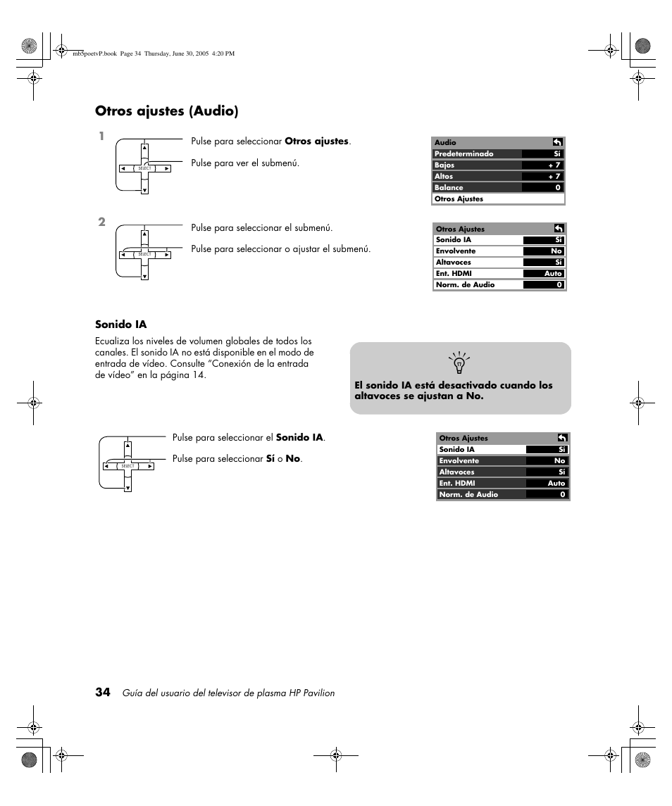 Otros ajustes (audio) | HP Pavilion PE4200N User Manual | Page 204 / 242