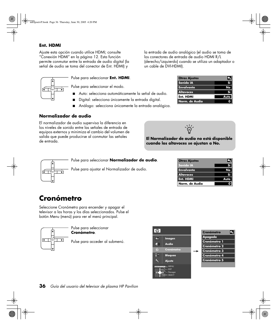 Cronómetro | HP Pavilion PE4200N User Manual | Page 206 / 242