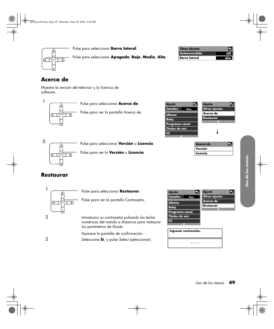 Acerca de, Restaurar | HP Pavilion PE4200N User Manual | Page 219 / 242