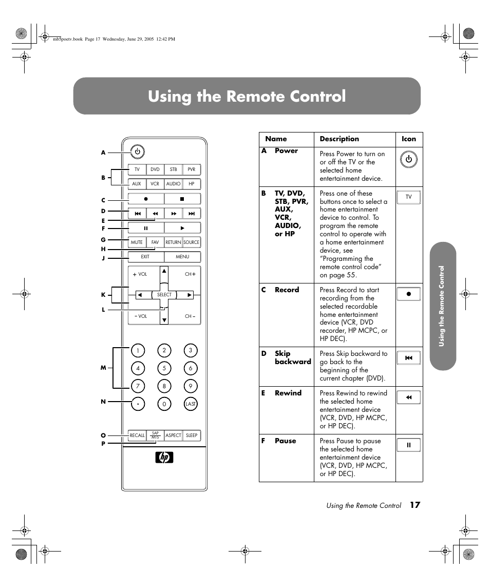 Using the remote control | HP Pavilion PE4200N User Manual | Page 25 / 242
