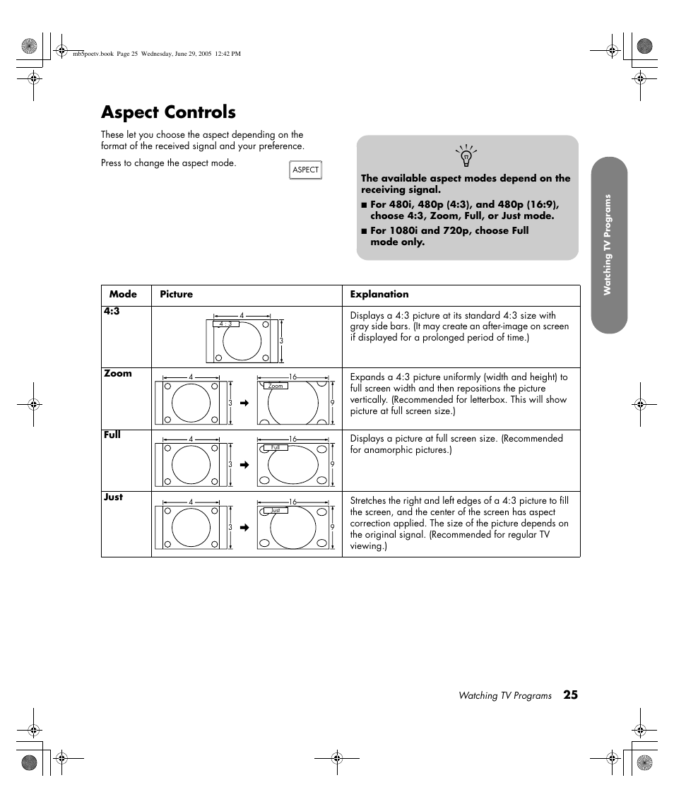Aspect controls | HP Pavilion PE4200N User Manual | Page 33 / 242