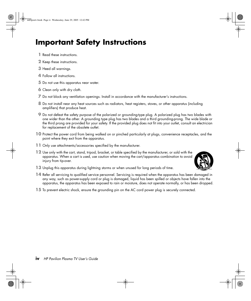 Important safety instructions | HP Pavilion PE4200N User Manual | Page 4 / 242