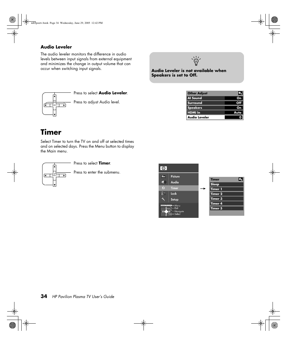 Timer | HP Pavilion PE4200N User Manual | Page 42 / 242
