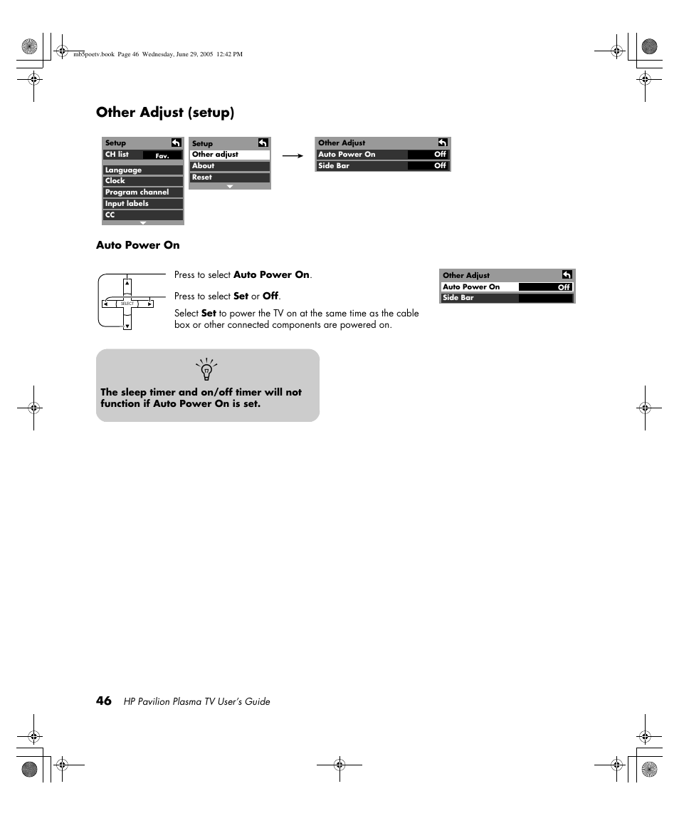 Other adjust (setup) | HP Pavilion PE4200N User Manual | Page 54 / 242