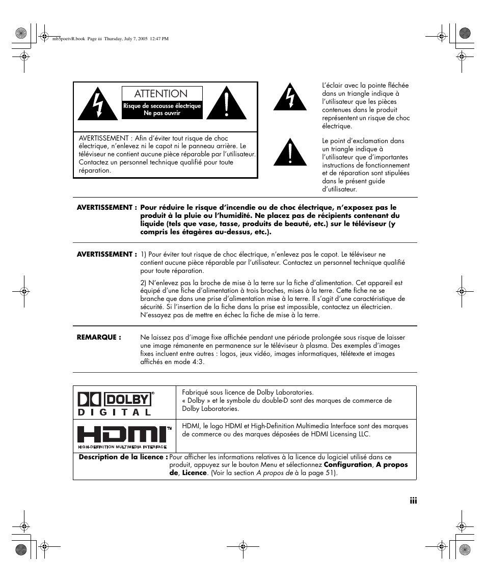 Attention | HP Pavilion PE4200N User Manual | Page 81 / 242