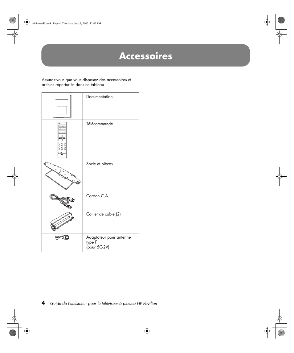 Accessoires | HP Pavilion PE4200N User Manual | Page 90 / 242