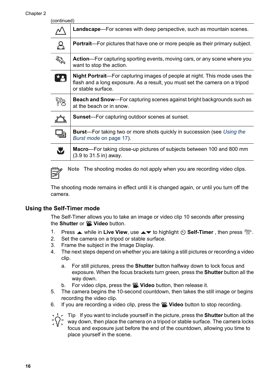 Using the self-timer mode | HP Photosmart M525 User Manual | Page 16 / 46