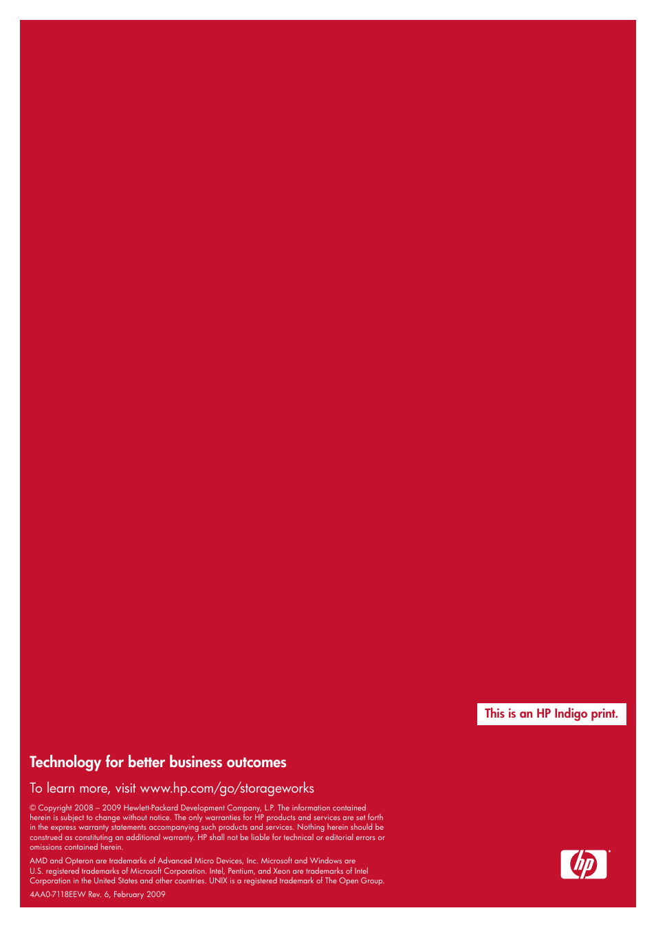 Technology for better business outcomes, This is an hp indigo print | HP 2354 User Manual | Page 16 / 16