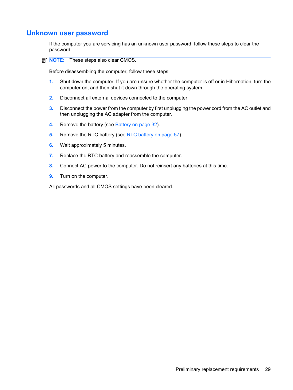Unknown user password | HP PAVILION DV3 User Manual | Page 37 / 114