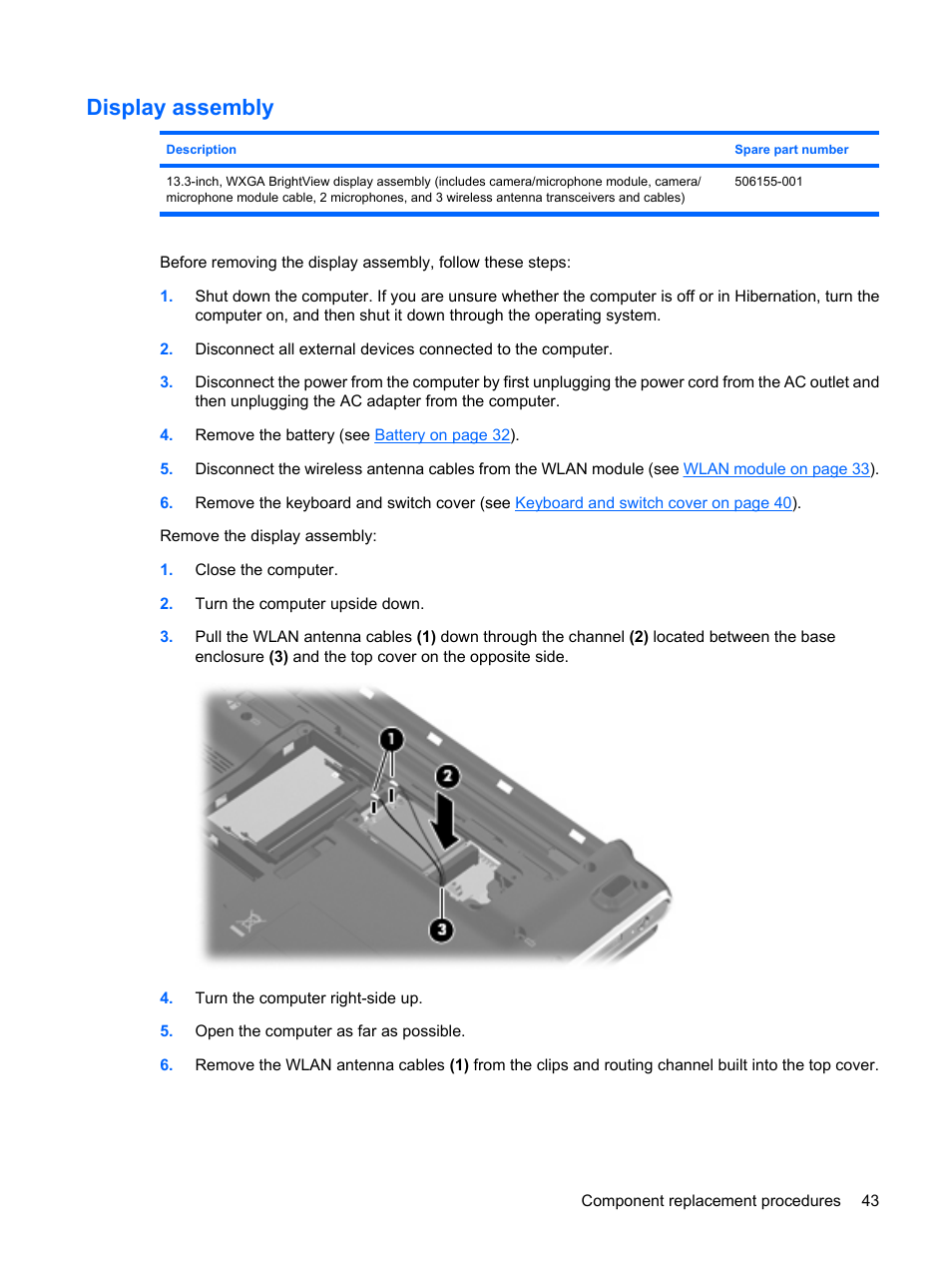 Display assembly | HP PAVILION DV3 User Manual | Page 51 / 114