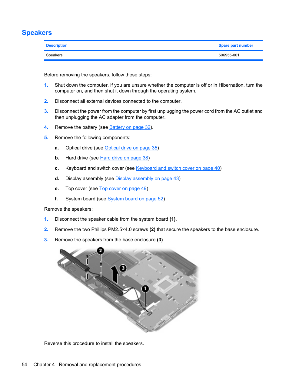 Speakers | HP PAVILION DV3 User Manual | Page 62 / 114