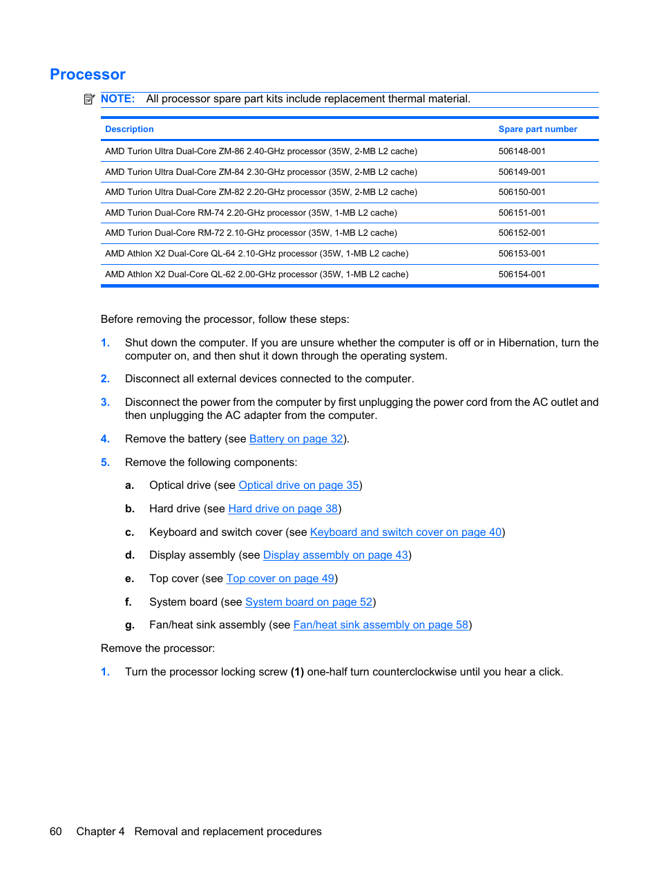 Processor | HP PAVILION DV3 User Manual | Page 68 / 114