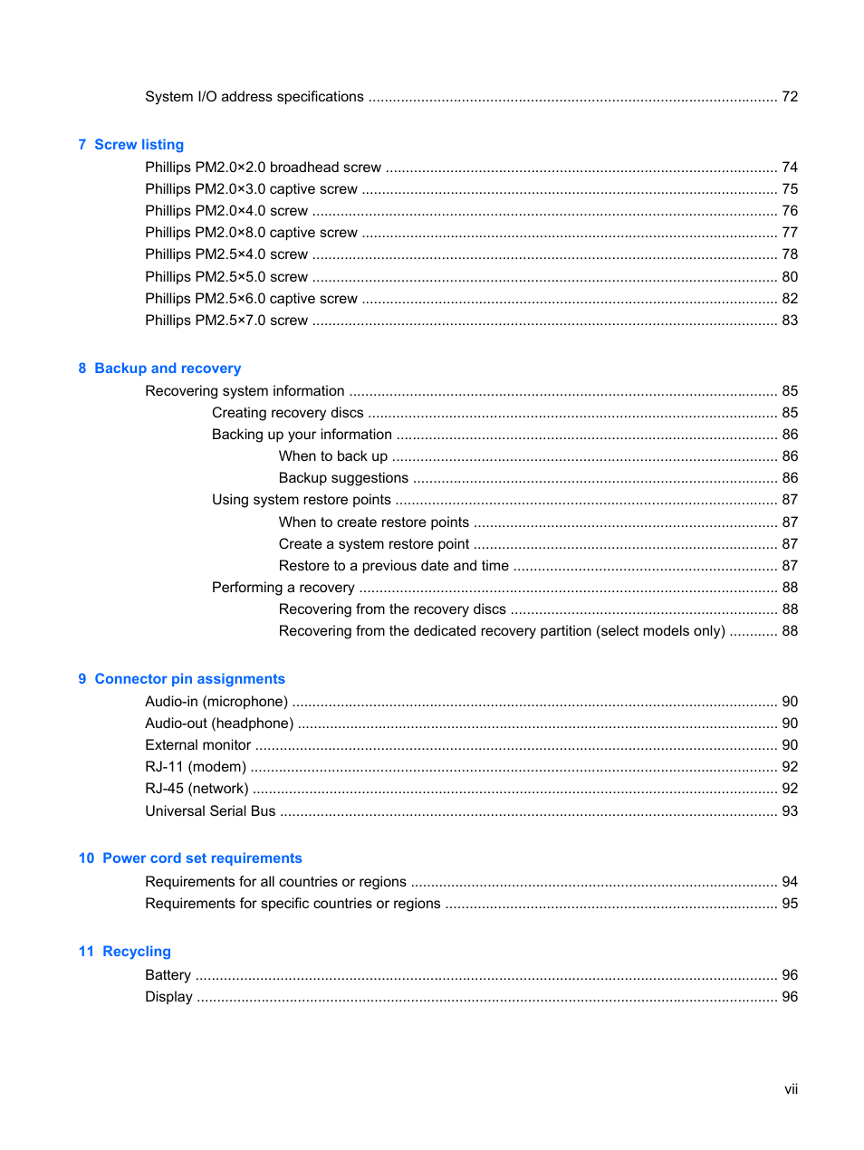 HP PAVILION DV3 User Manual | Page 7 / 114