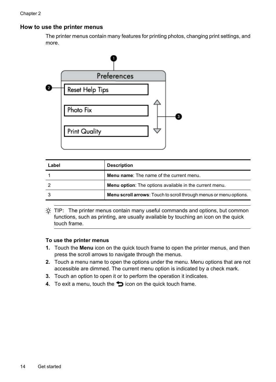 How to use the printer menus | HP PhotoSmart A620 Series User Manual | Page 15 / 88