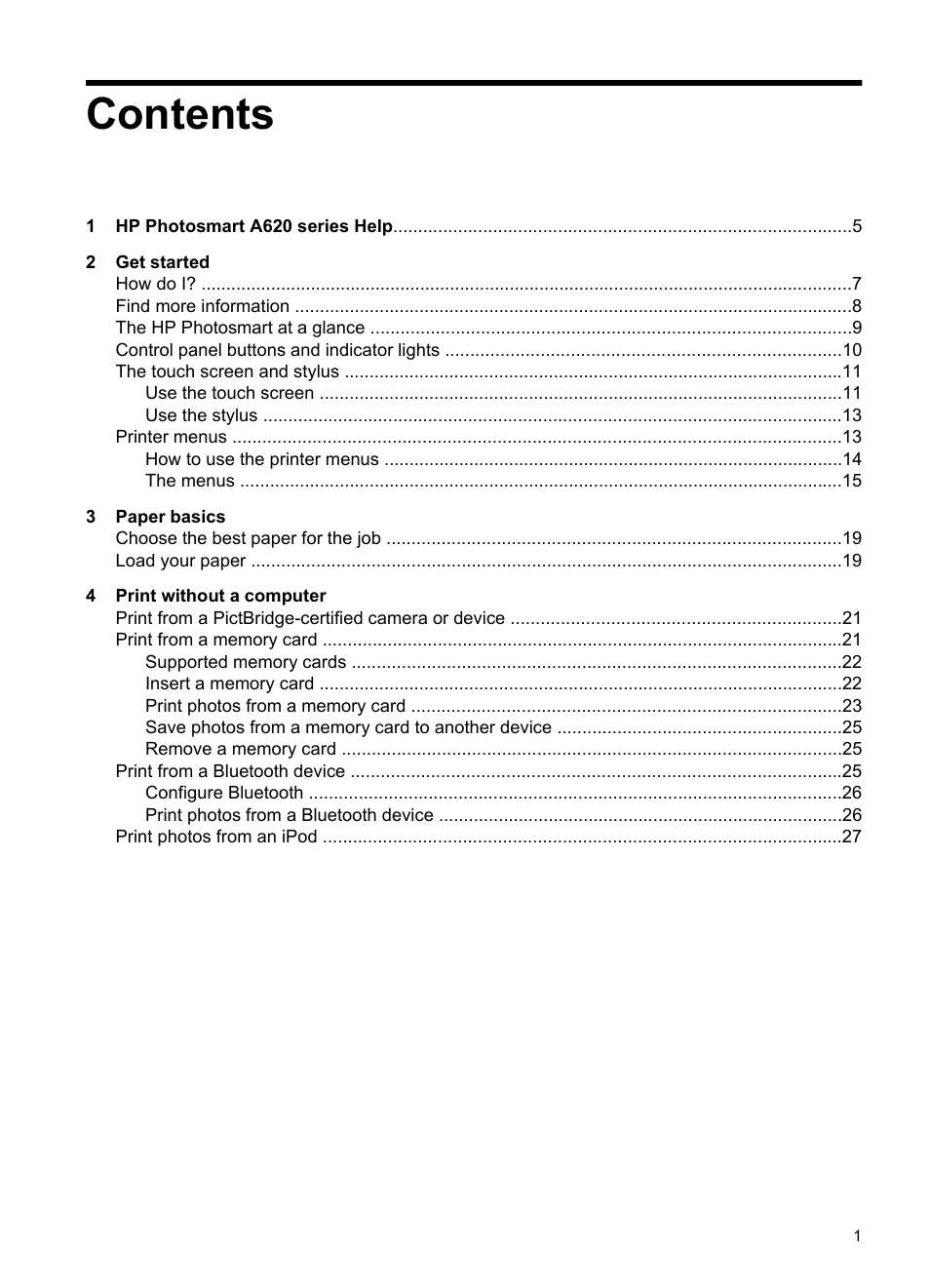 HP PhotoSmart A620 Series User Manual | Page 2 / 88