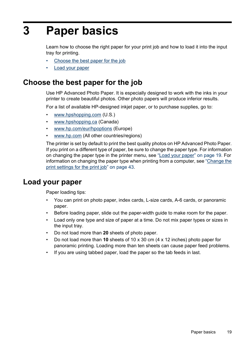 Paper basics, Choose the best paper for the job, Load your paper | 3 paper basics, Choose the best paper for the job load your paper, 3paper basics | HP PhotoSmart A620 Series User Manual | Page 20 / 88