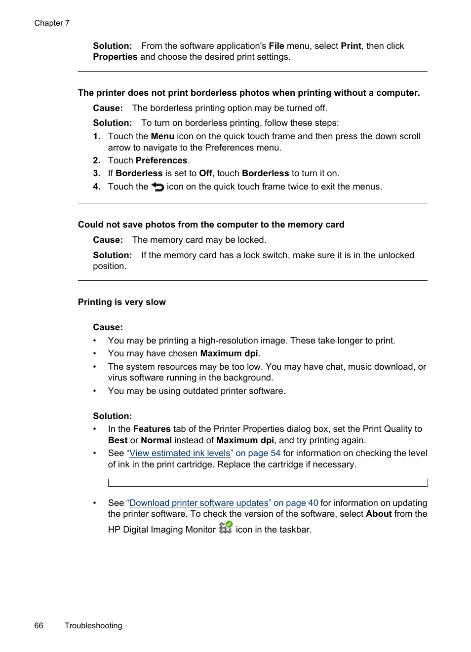 Printing is very slow | HP PhotoSmart A620 Series User Manual | Page 67 / 88