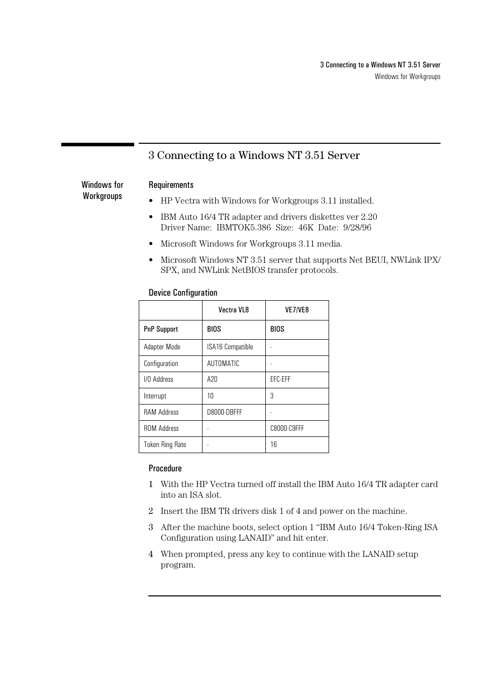 3 connecting to a windows nt 3.51 server | HP 72H3482 User Manual | Page 15 / 41