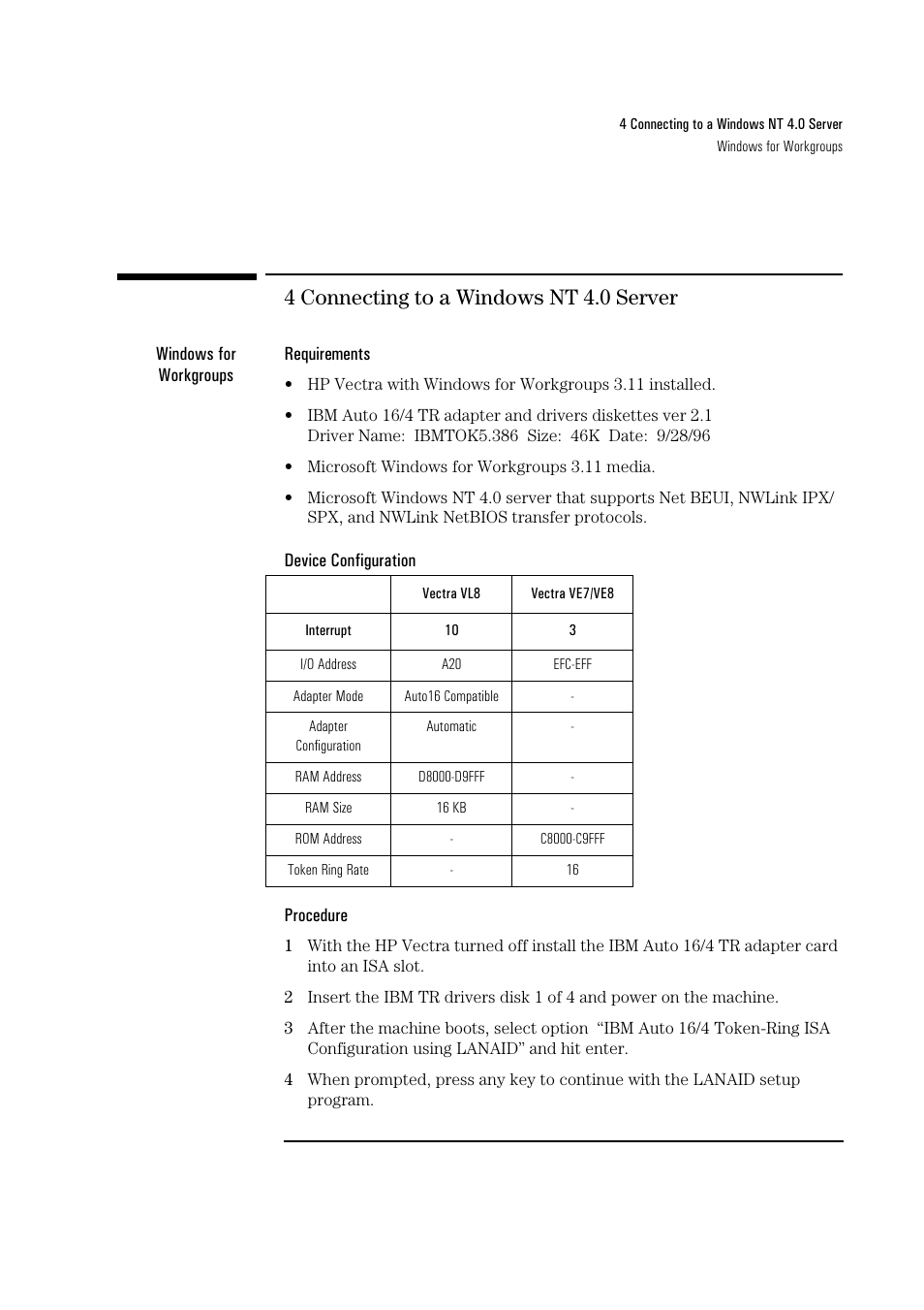 4 connecting to a windows nt 4.0 server | HP 72H3482 User Manual | Page 26 / 41