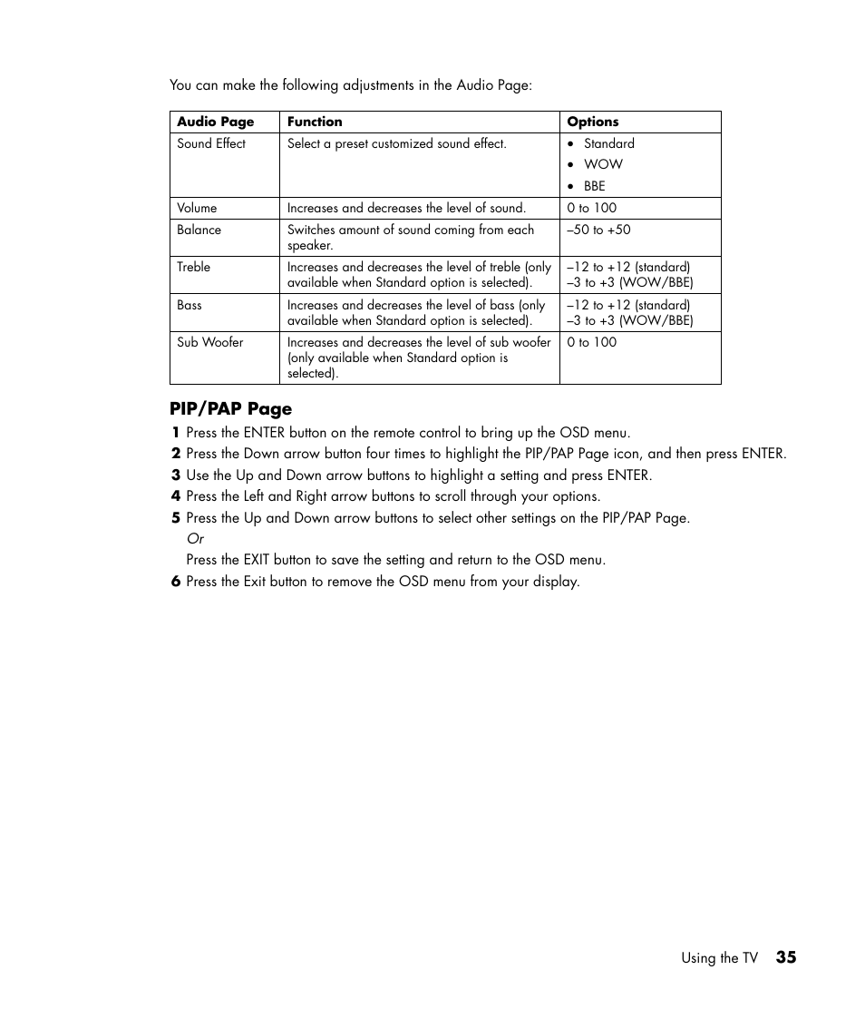 Pip/pap page | HP LC3040N User Manual | Page 41 / 60