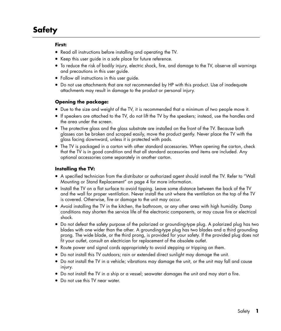 Safety | HP LC3040N User Manual | Page 7 / 60