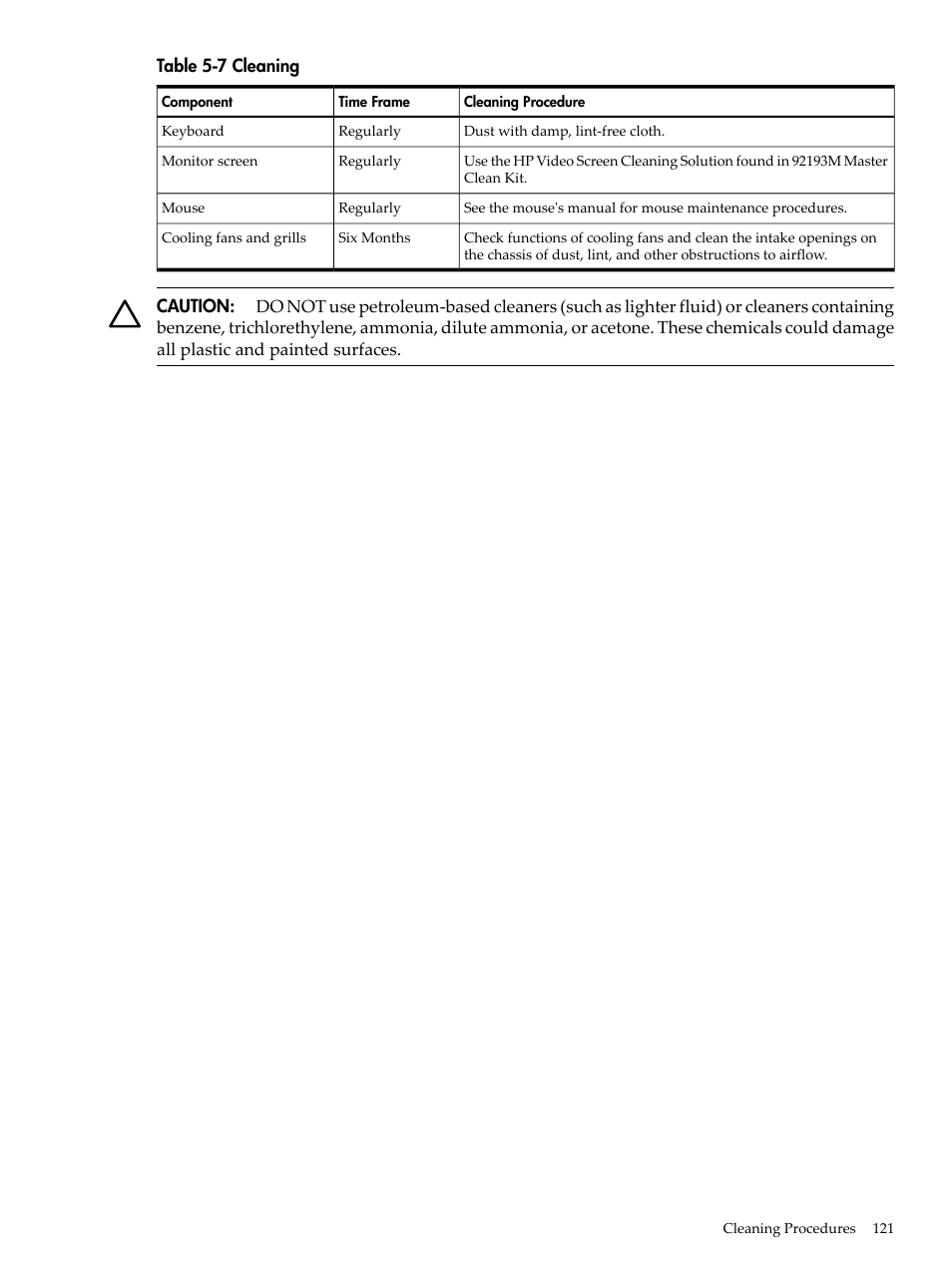 Cleaning | HP RP3440 User Manual | Page 121 / 210