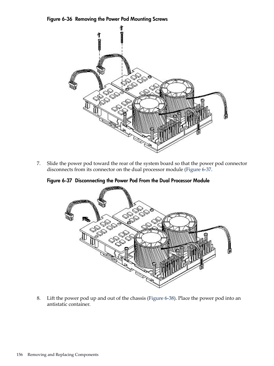 Removing the power pod mounting screws | HP RP3440 User Manual | Page 156 / 210