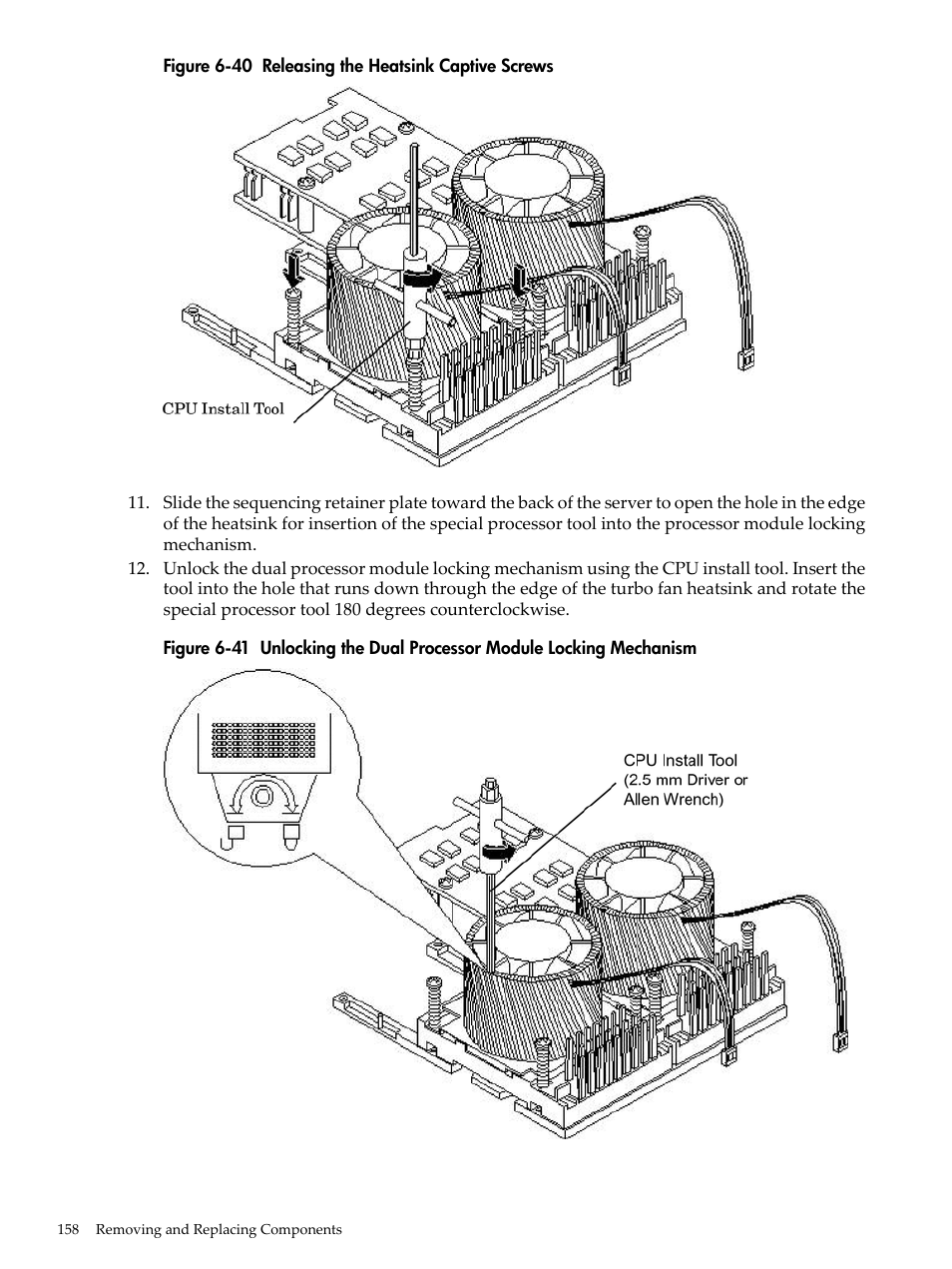 Releasing the heatsink captive screws | HP RP3440 User Manual | Page 158 / 210