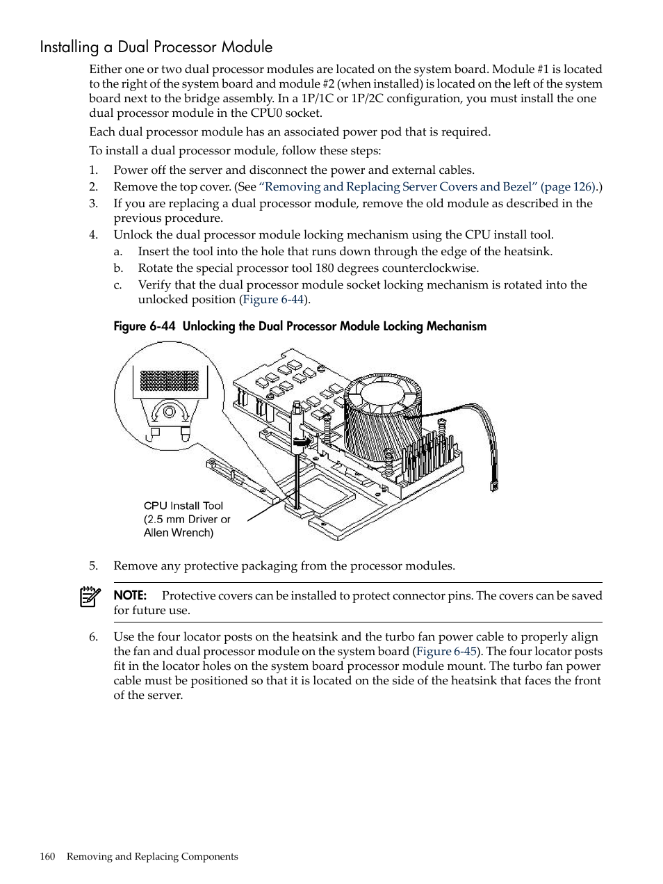 Installing a dual processor module | HP RP3440 User Manual | Page 160 / 210