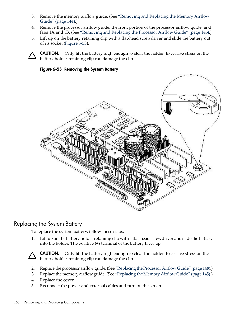 Replacing the system battery, Removing the system battery | HP RP3440 User Manual | Page 166 / 210
