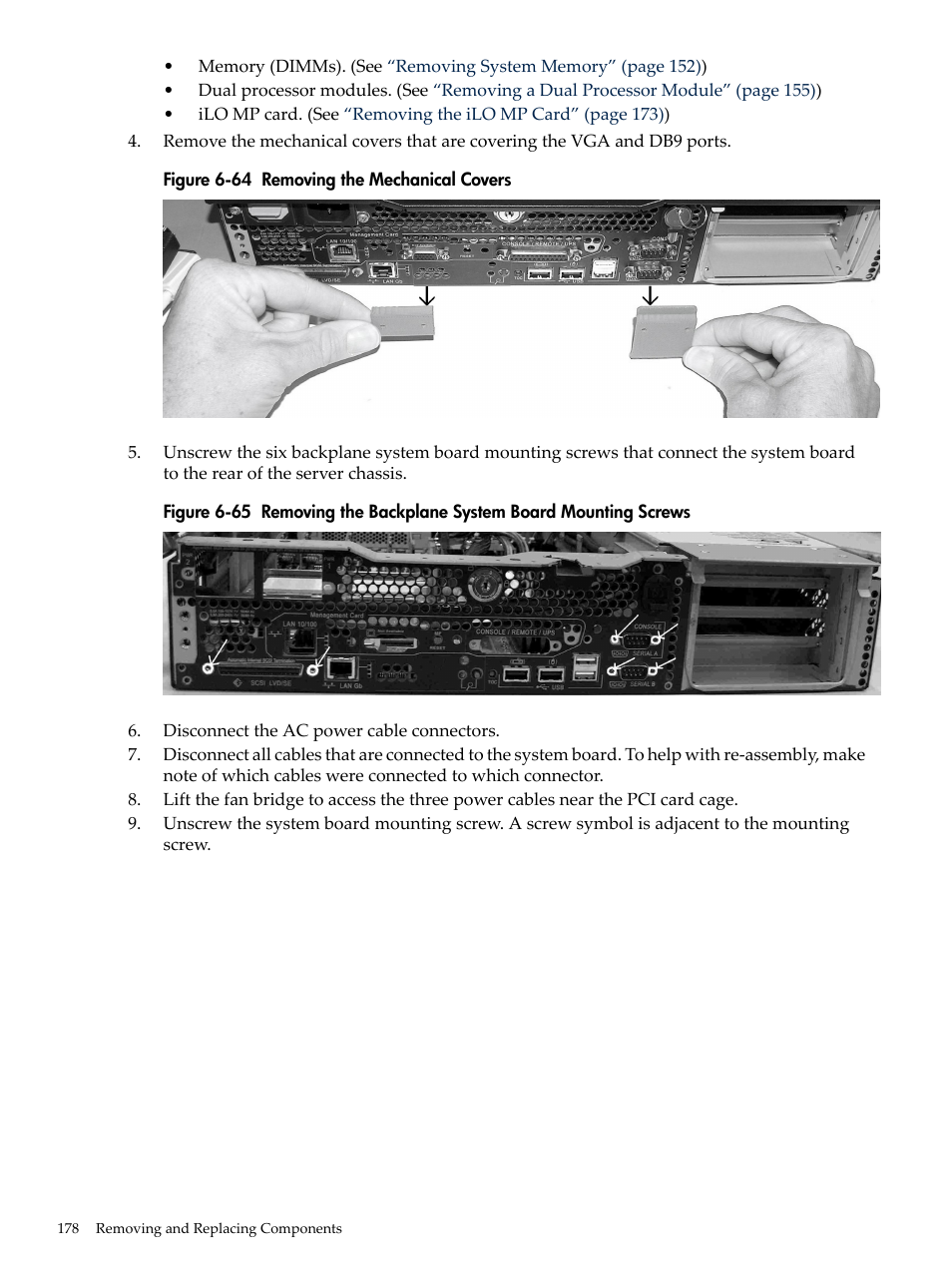Removing the mechanical covers | HP RP3440 User Manual | Page 178 / 210
