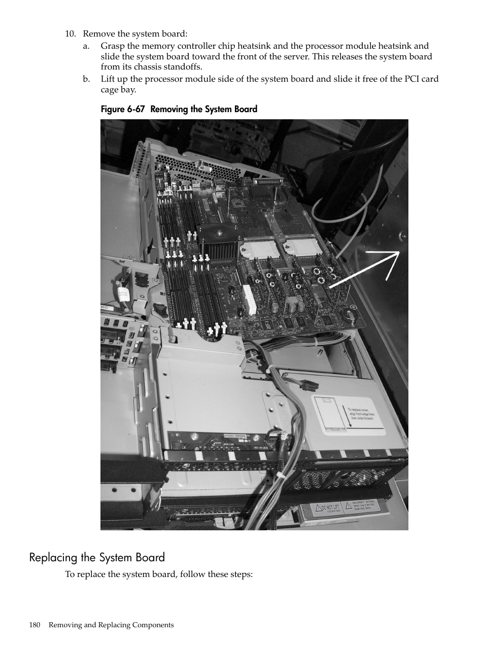 Replacing the system board, Removing the system board | HP RP3440 User Manual | Page 180 / 210