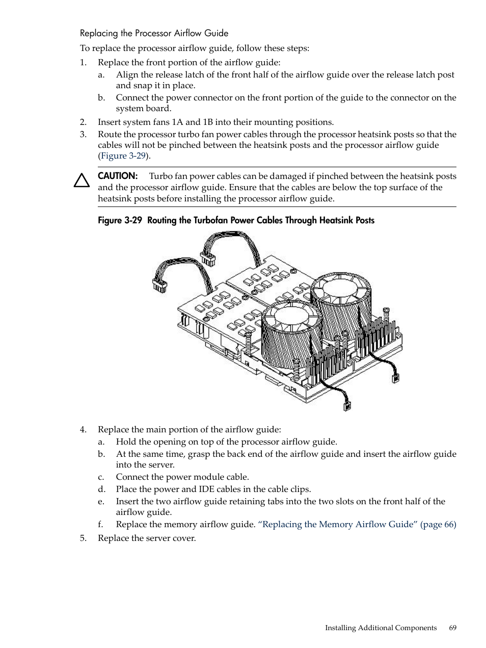 Replacing the processor airflow guide | HP RP3440 User Manual | Page 69 / 210