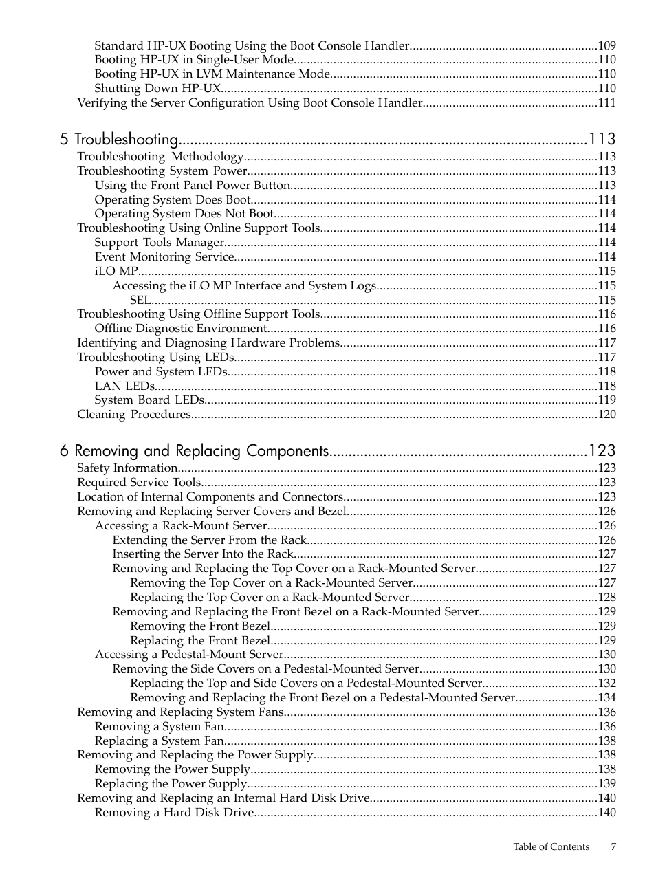 5 troubleshooting, 6 removing and replacing components | HP RP3440 User Manual | Page 7 / 210
