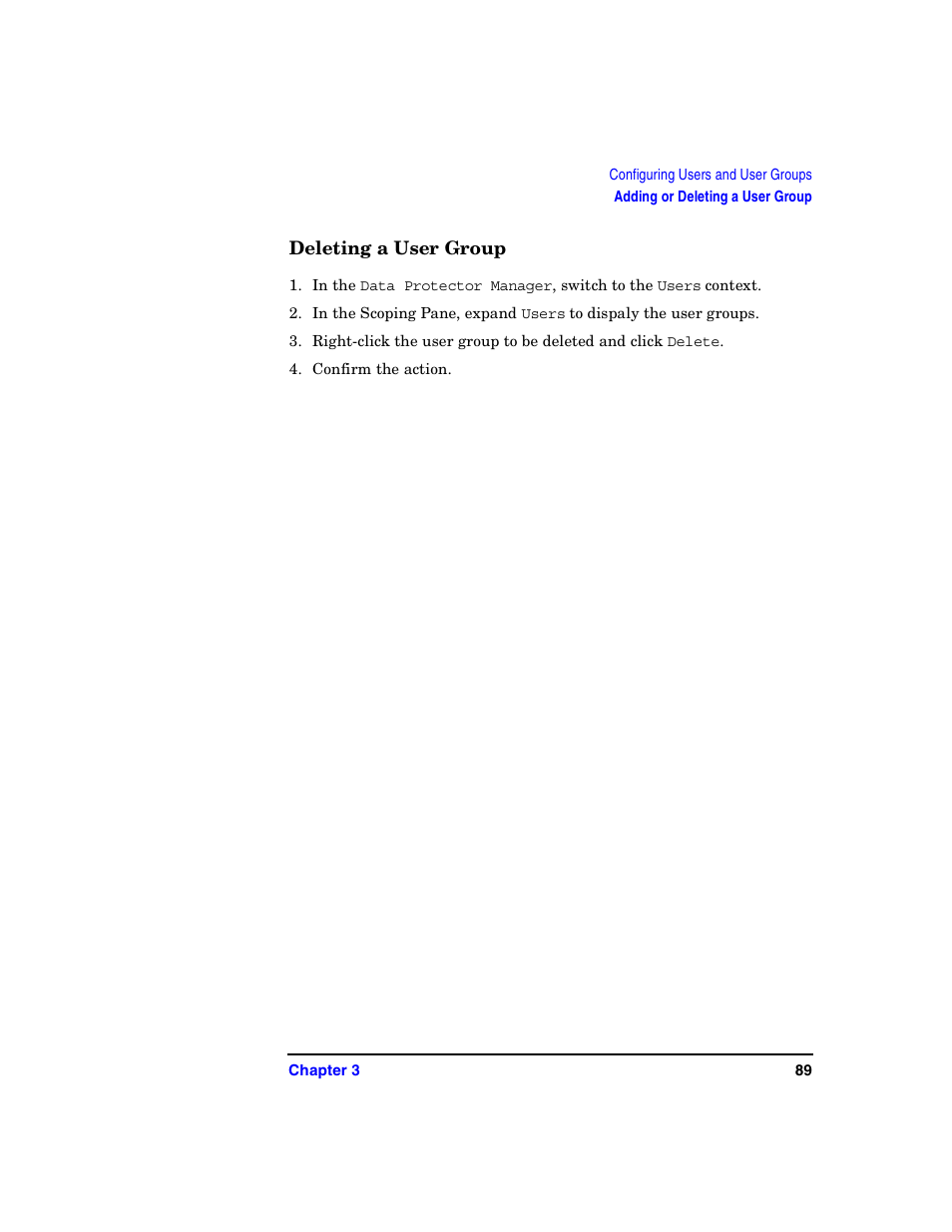 Deleting a user group | HP B6960-90078 User Manual | Page 119 / 856