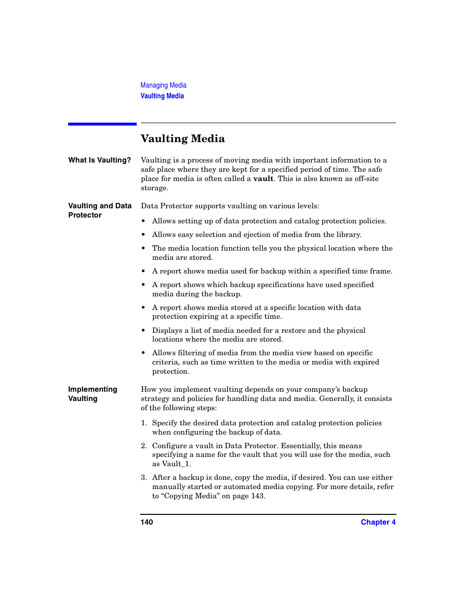 Vaulting media | HP B6960-90078 User Manual | Page 170 / 856