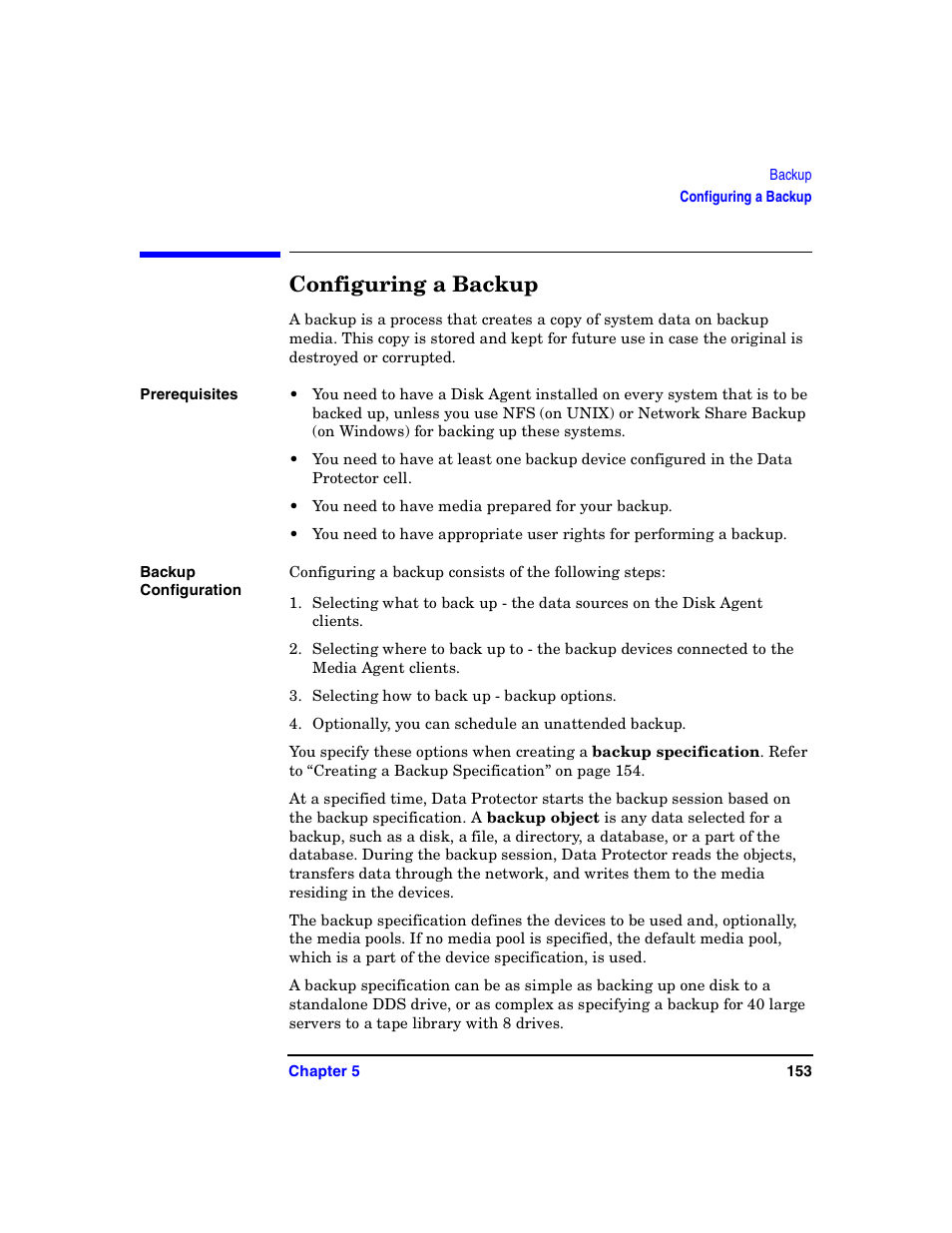 Configuring a backup | HP B6960-90078 User Manual | Page 183 / 856
