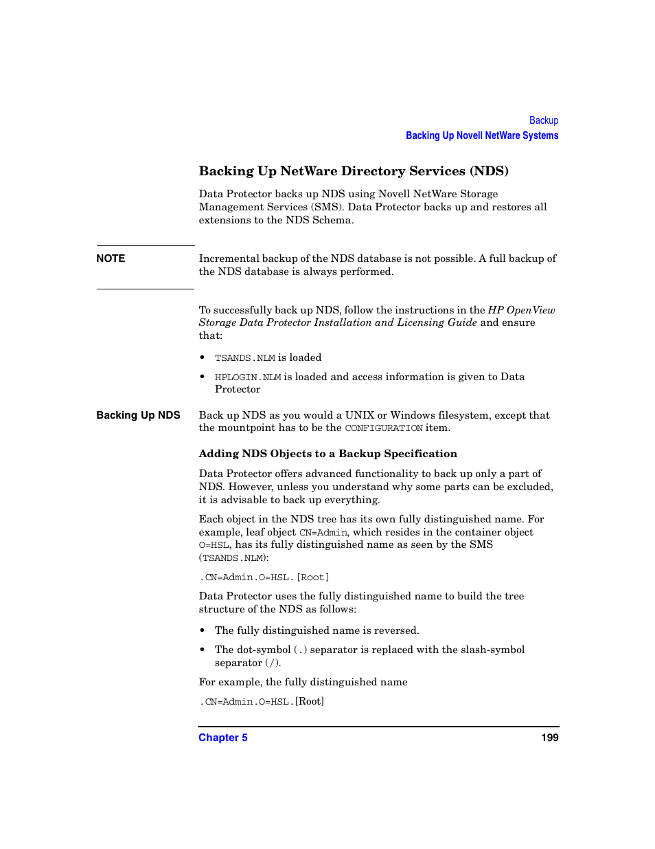Backing up netware directory services (nds), Adding nds objects to a backup specification | HP B6960-90078 User Manual | Page 229 / 856