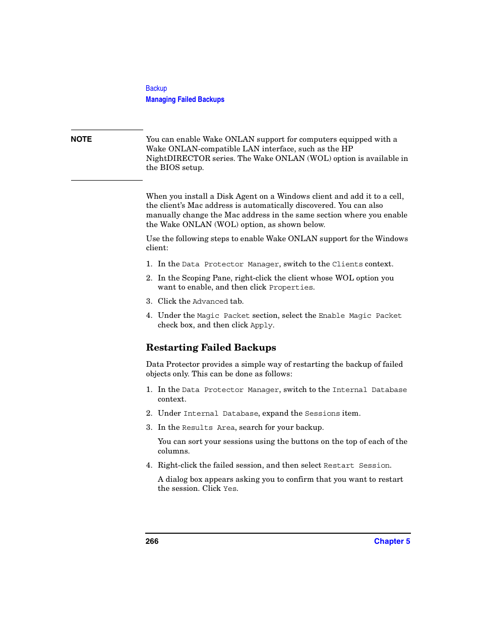 Restarting failed backups | HP B6960-90078 User Manual | Page 296 / 856