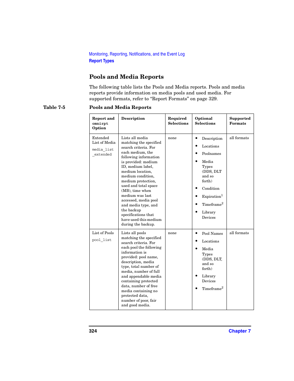 Pools and media reports | HP B6960-90078 User Manual | Page 354 / 856