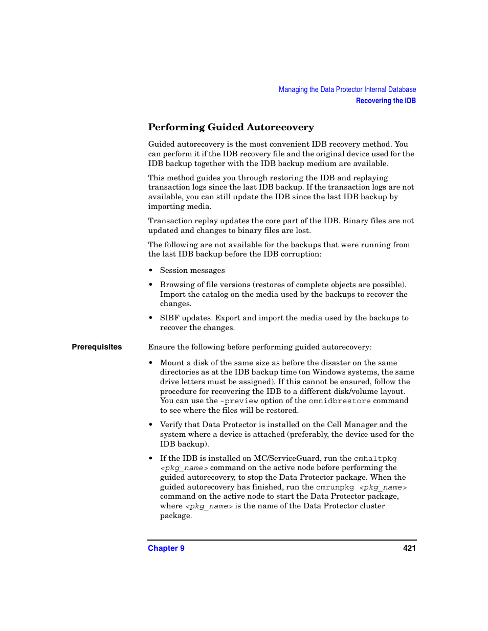 Performing guided autorecovery | HP B6960-90078 User Manual | Page 451 / 856