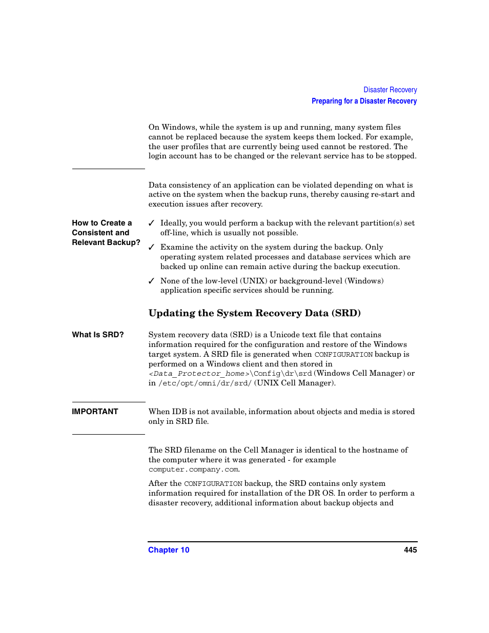 Updating the system recovery data (srd) | HP B6960-90078 User Manual | Page 475 / 856
