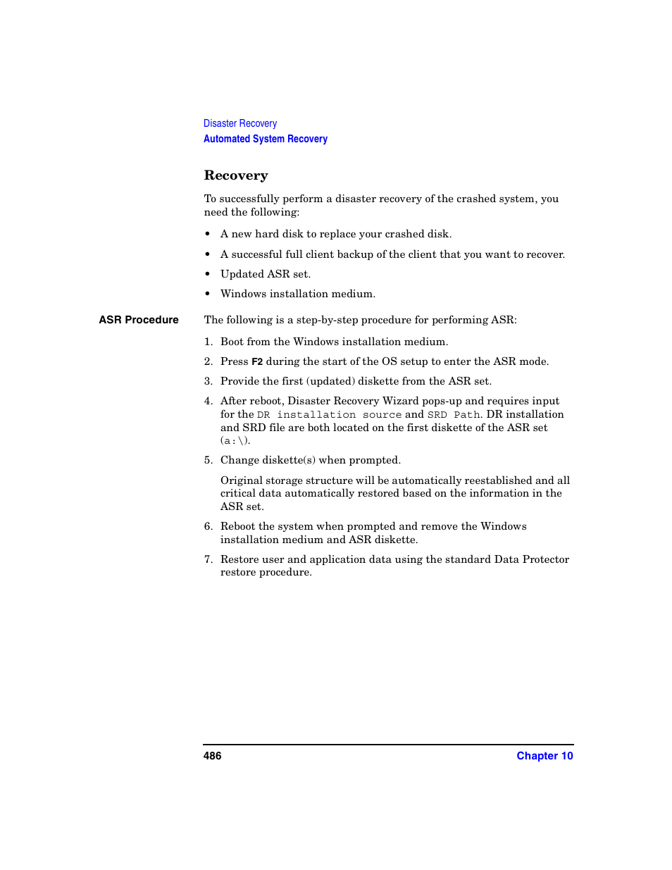 Recovery | HP B6960-90078 User Manual | Page 516 / 856