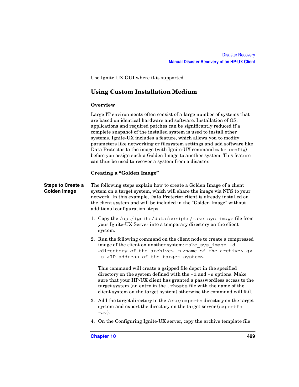 Using custom installation medium, Overview, Creating a “golden image | HP B6960-90078 User Manual | Page 529 / 856