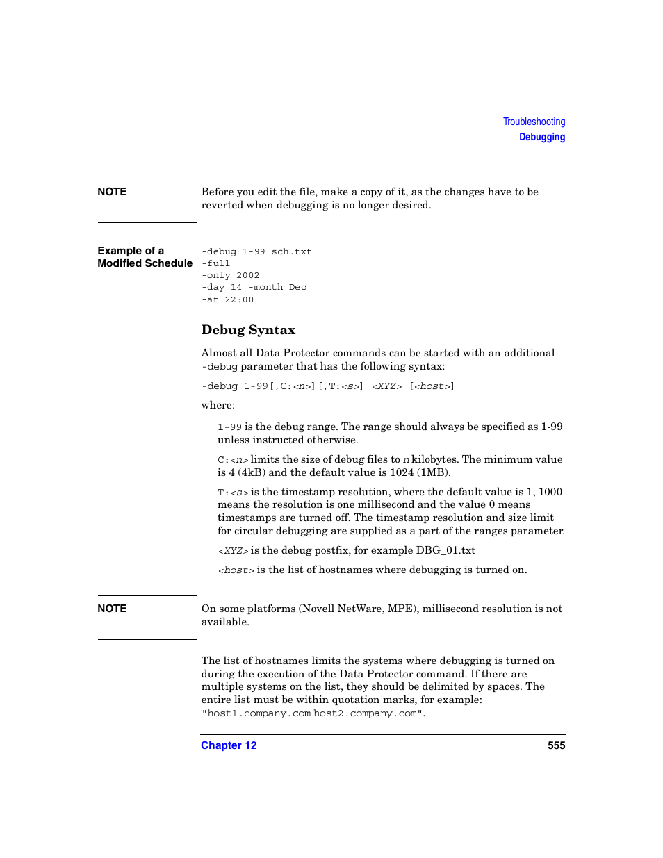 Debug syntax | HP B6960-90078 User Manual | Page 585 / 856
