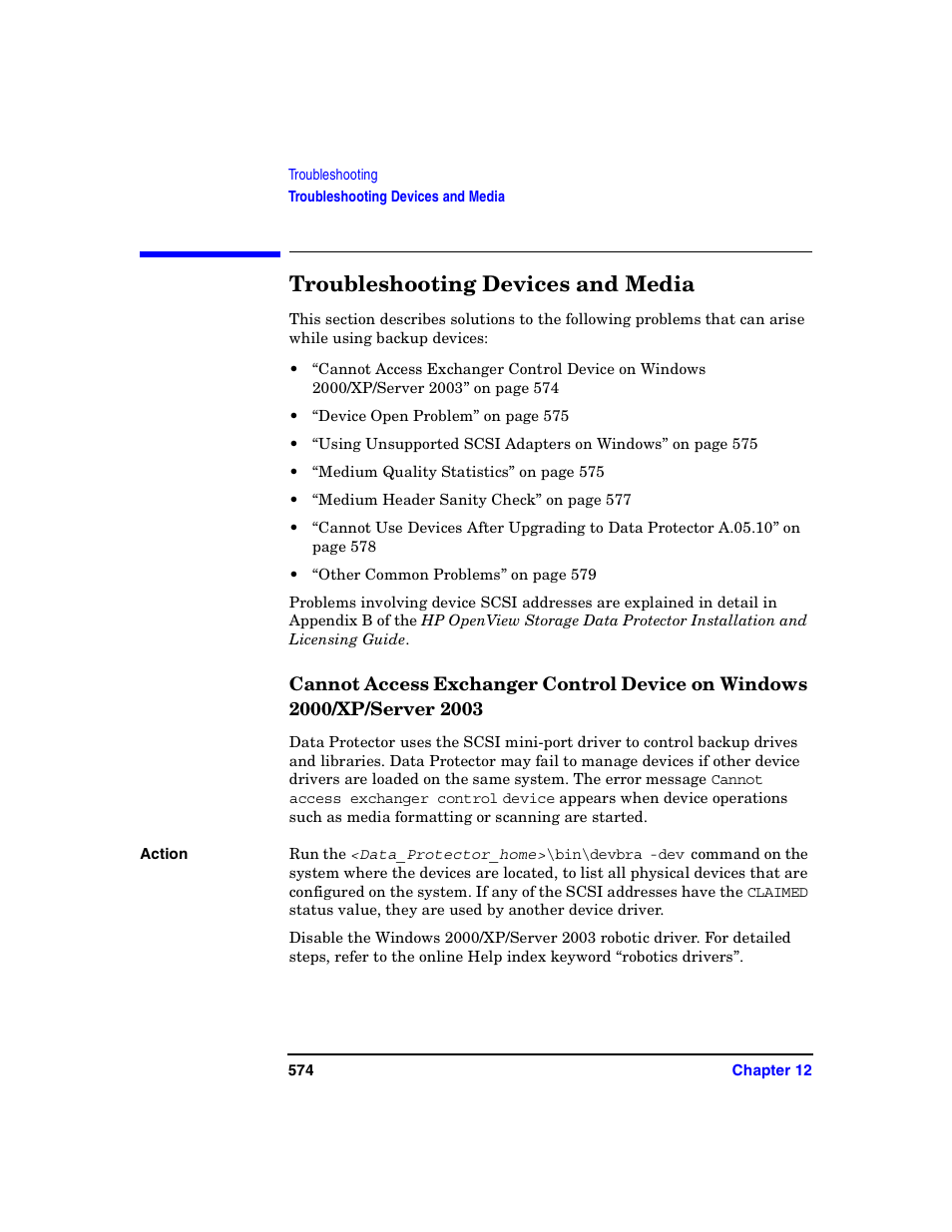 Troubleshooting devices and media | HP B6960-90078 User Manual | Page 604 / 856