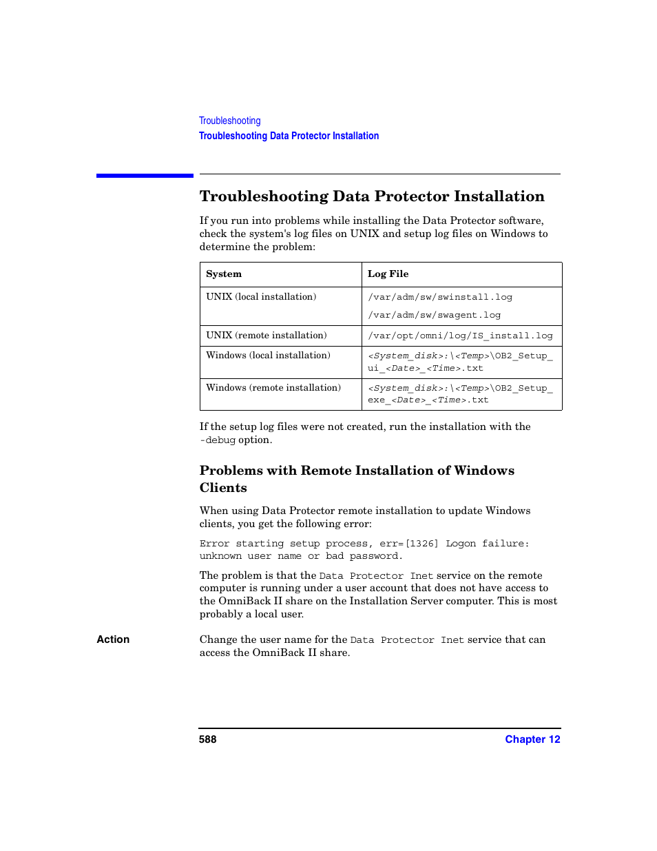 Troubleshooting data protector installation | HP B6960-90078 User Manual | Page 618 / 856