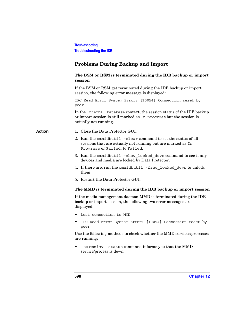 Problems during backup and import | HP B6960-90078 User Manual | Page 628 / 856